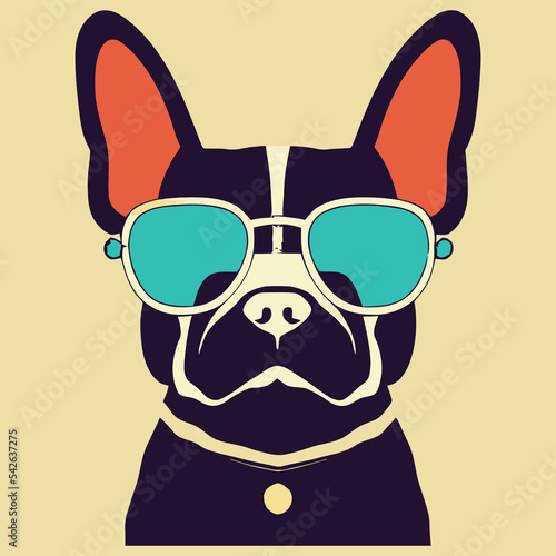 illustration Vector graphic of French bulldog wearing sunglasses isolated good for logo, icon, mascot, print or customize your design