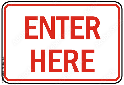 Directional parking lot and road sign, enter here