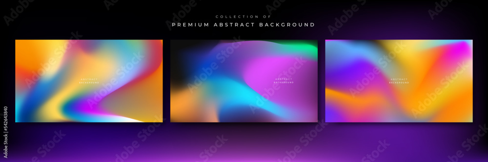 Abstract blue and purple liquid wavy shapes futuristic banner. Glowing retro waves vector background