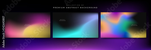 Abstract blue and purple liquid wavy shapes futuristic banner. Glowing retro waves vector background