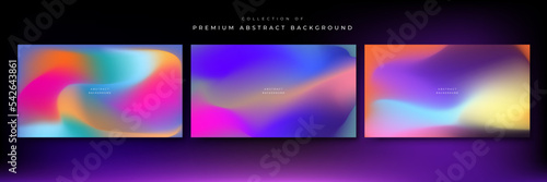 Abstract blue and purple liquid wavy shapes futuristic banner. Glowing retro waves vector background