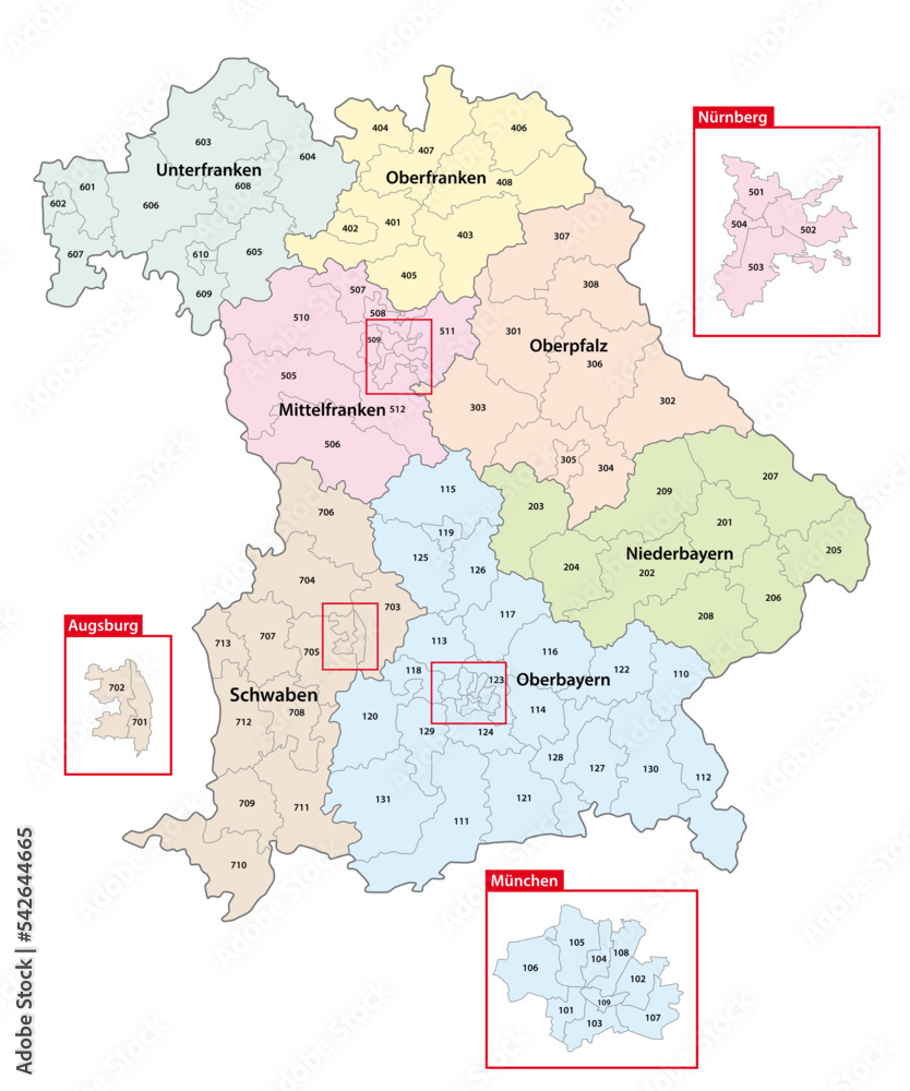 Map of the constituencies for the 2023 state election in German