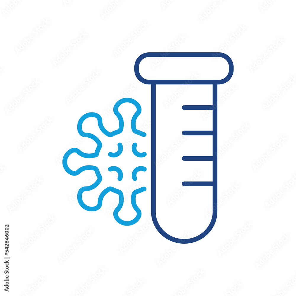 Blood Test Tube and Virus Bacteria. Covid Pcr Test Linear Color Icon. Medical Examination for Disease. Flu, Coronavirus Analysis for Laboratory. Editable stroke. Vector illustration Blood Test Tube and Virus Bacteria. Covid Pcr Test Linear Color Icon. Medical Examination for Disease. Flu, Coronavirus Analysis for Laboratory. Editable stroke. Vector illustration