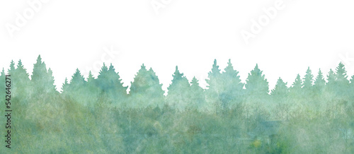 Abstract watercolor forest. Forest isolated illustration template on white background.
