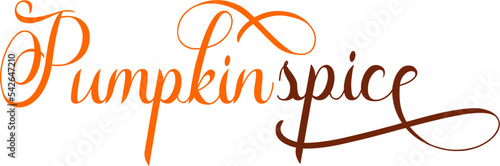 Pumpkin spice typography text design graphic element handwritten