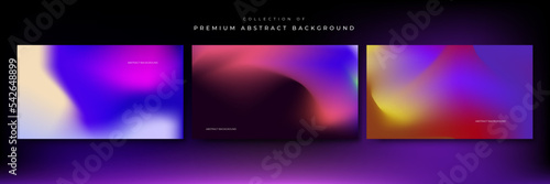 Pink green orange yellow and dark blue cyberpunk abstract background with liquid fluid gradient blur