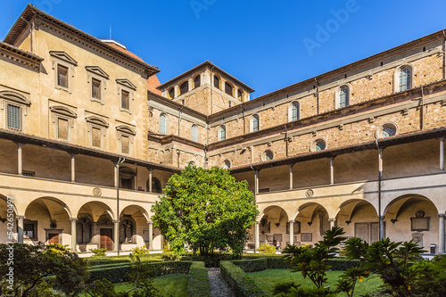 Florence, Italy. Medieval courtyard of the Laurentian Library (Biblioteca Medicea Laurenziana)