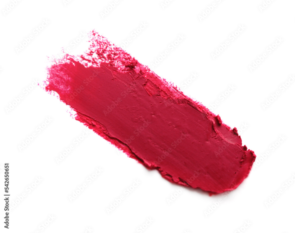 Smear of beautiful lipstick on white background, top view Smear of beautiful lipstick on white background, top view