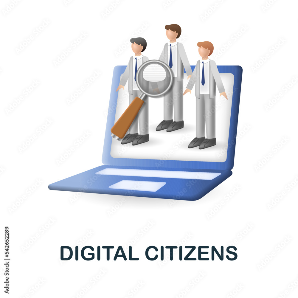 Digital Citizens icon. 3d illustration from smart city collection. Creative Digital Citizens 3d icon for web design, templates, infographics and more