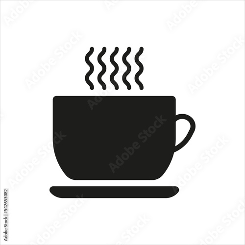 Mug with hot drink and steam line icon. Tea  coffee  cafe  break  time  have a rest  black  brew  tasty  caffeine  breakfast  morning. Beverage concept. Vector black line icon on a white background