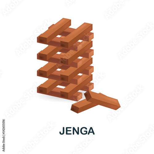 Jenga icon. 3d illustration from table games collection. Creative Jenga 3d icon for web design, templates, infographics and more