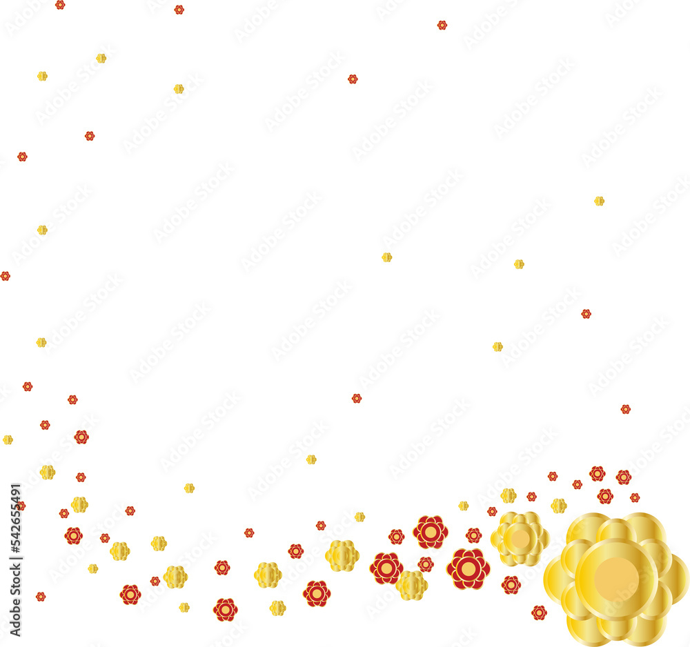 Traditional Gold Gradient Chinese Flowers. New Year Desing Element