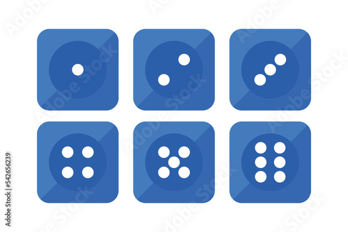 Realistic 3d rolling dice for casino gambling games. White cubes with dots. Falling poker die for random choice in craps. Dice vector set. Vector illustration for Business and Advertising