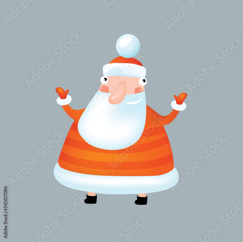 New Year card with Santa Claus. Happy foot mountain and Merry Christmas! Poster, postcard, invitation. New Year's poster. Cartoon Santa Claus.