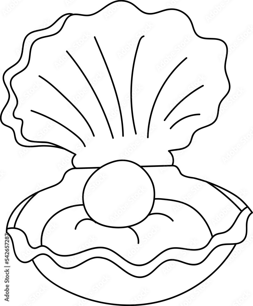 Cute coloring page for kids with seashell. Cartoon vector illustration ...