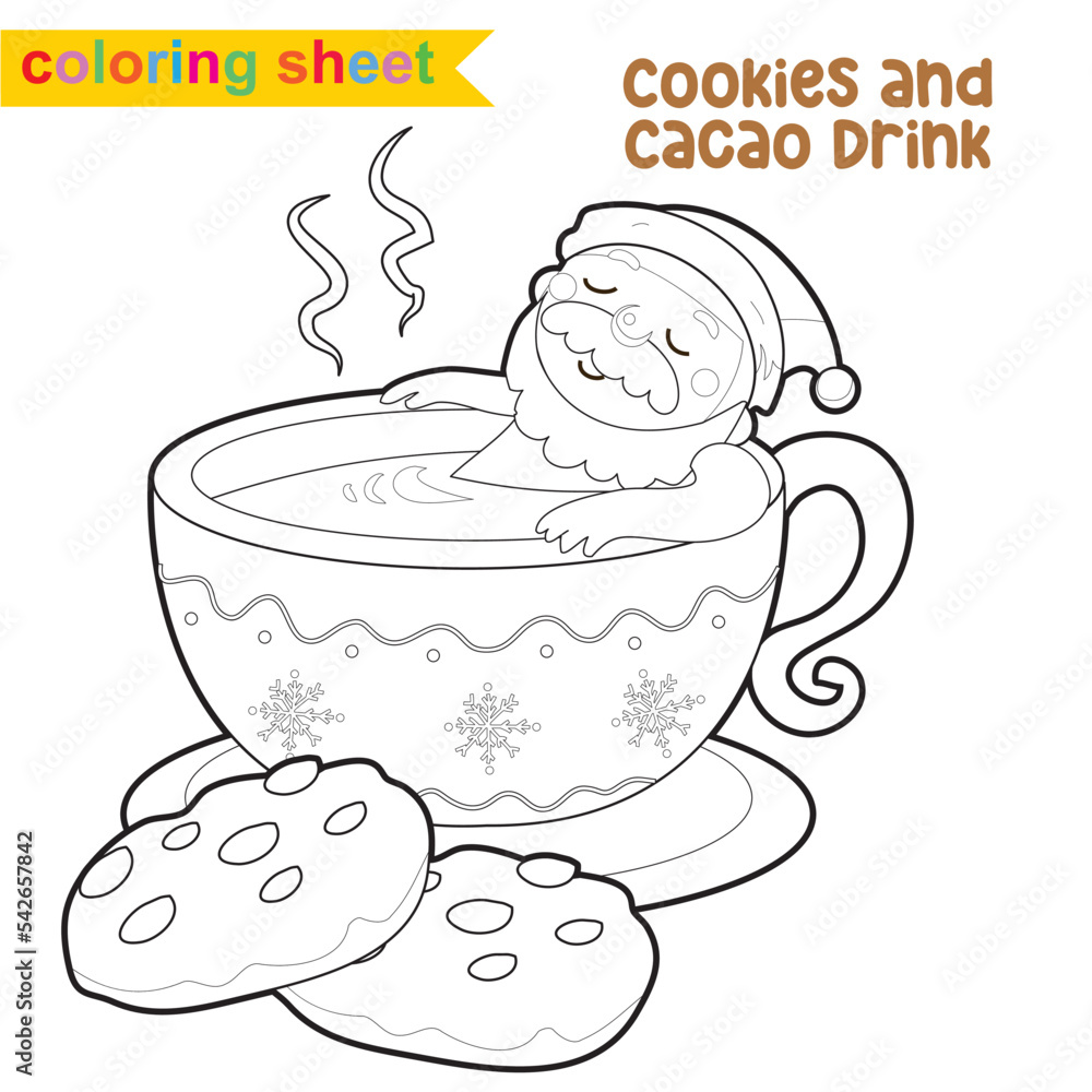 Christmas coloring page. Cute and funny cartoon characters. Coloring