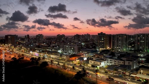 Wallpaper Mural Aerial cityscape sunset landscape of Crab Walkway Avenue at Aracaju at Sergipe Brazil. Travel destination. Sunset sky. Sunset skyline cityscape. Coast city landscape. Orange Pink background sunset. Torontodigital.ca