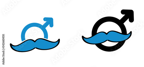Cartoon, november, No shave or shaving moustache, mustache or beard men face. Men's Day. Awareness blue ribbon, medical symbol for psa prostate cancer month in november. Vector best quote signs