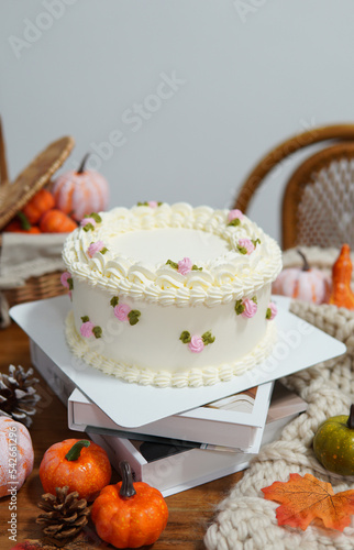 homemade butter cream cake for celebrate.