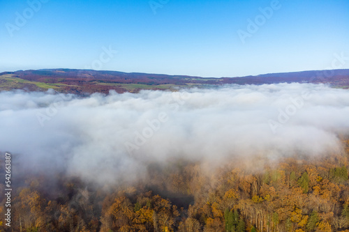 Aerial view of a layer of fog on the ground © sebi_2569