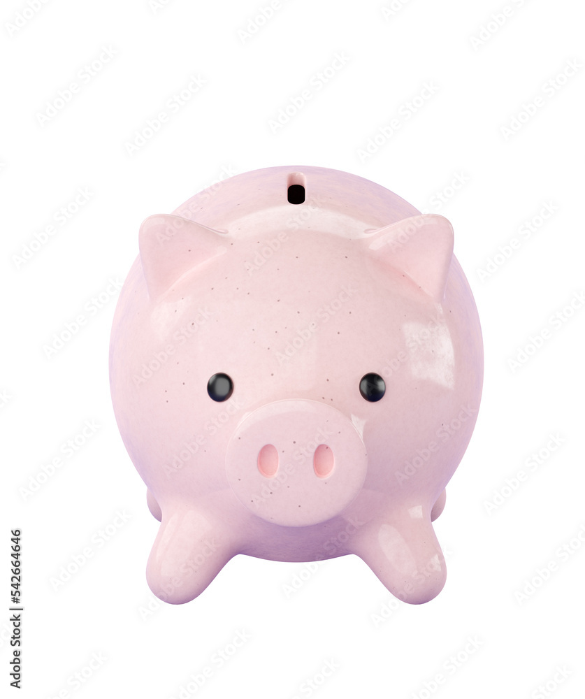 3d pink ceramic Piggy bank. Business, saving, money, banking, finance investment and services concept. Profit and growth design idea. Realistic 3d isolated high quality render
