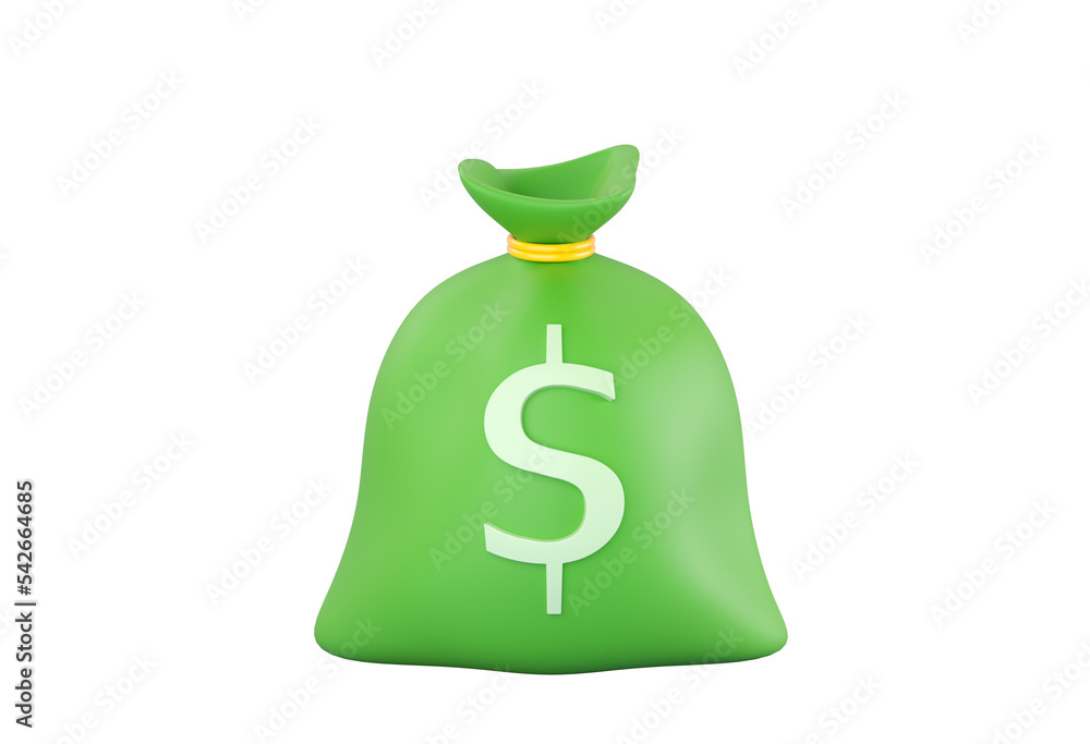 3d green plastic Money Bag with dollar sign. Business, saving, money, banking, finance investment and services concept. Profit and growth design idea. Realistic 3d isolated high quality render 3d green plastic Money Bag with dollar sign. Business, saving, money, banking, finance investment and services concept. Profit and growth design idea. Realistic 3d isolated high quality render