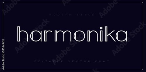 Harmonika text abstract thin line font alphabet template. Minimal modern fashion fonts and numbers. Typography typeface uppercase lowercase and number. vector illustration