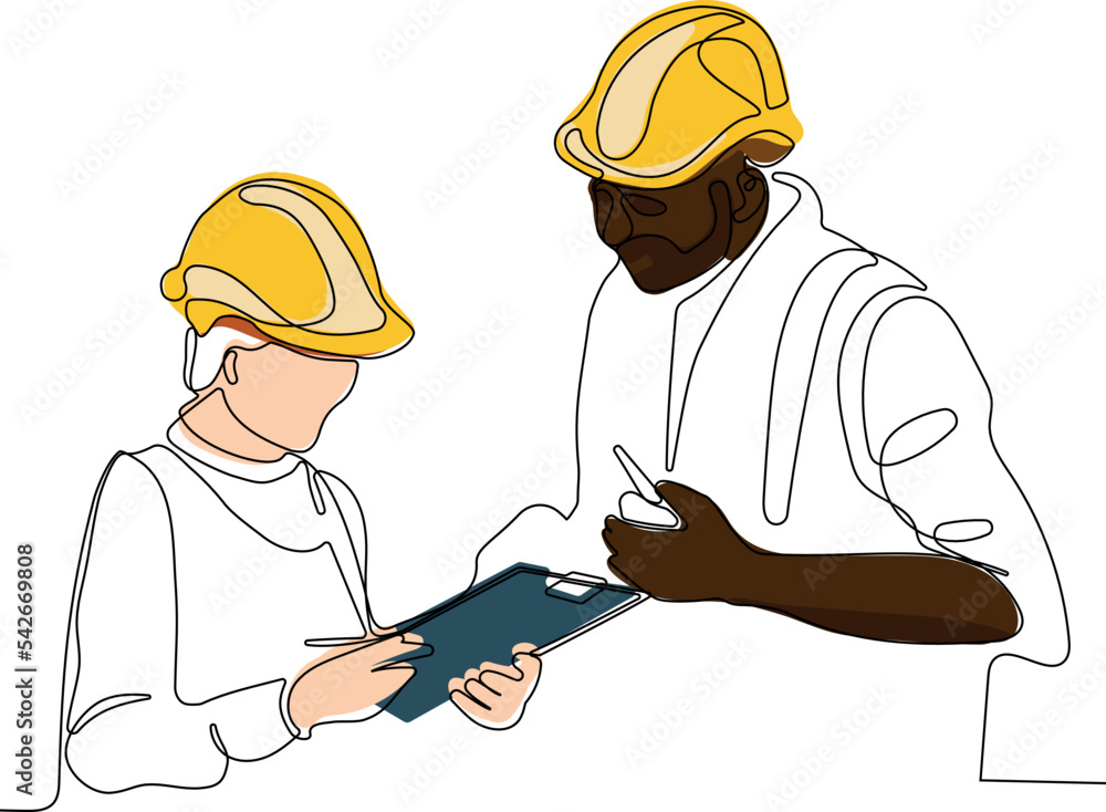 construction manager and engineer working on building site. Vector illustration construction manager and engineer working on building site. Vector illustration