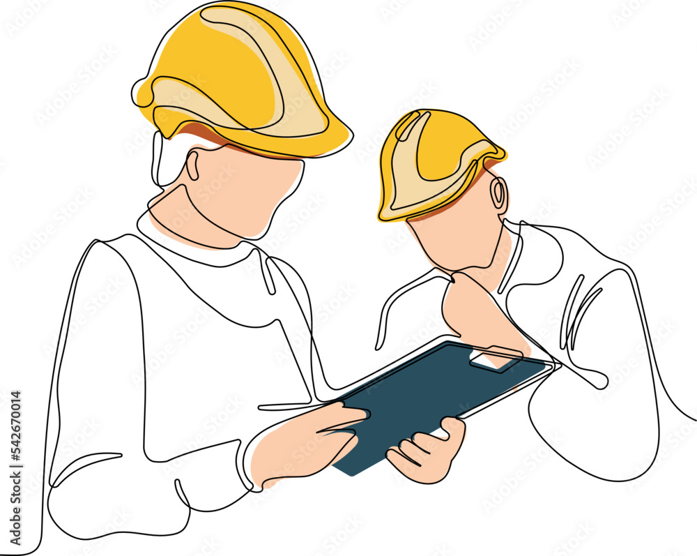 construction manager and engineer working on building site. Vector illustration construction manager and engineer working on building site. Vector illustration