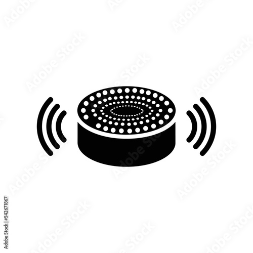 Echo, dot, speaker, Alexa icon. Black vector graphics.
