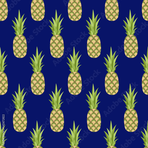 Fototapeta Naklejka Na Ścianę i Meble -  Pineapple seamless pattern. Flat, vector