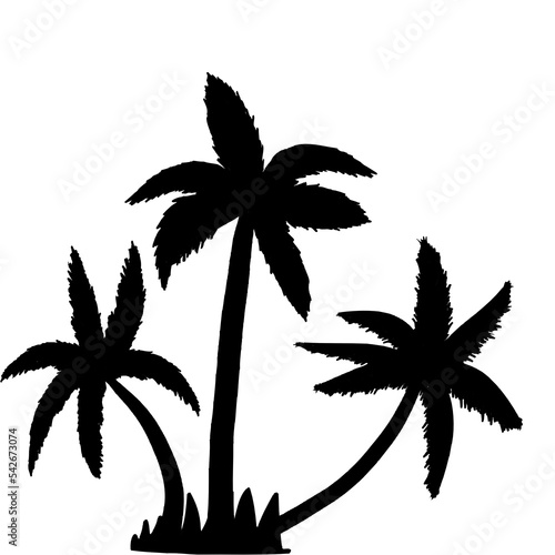 coconut tree and palm tree silhouette design with PNG format