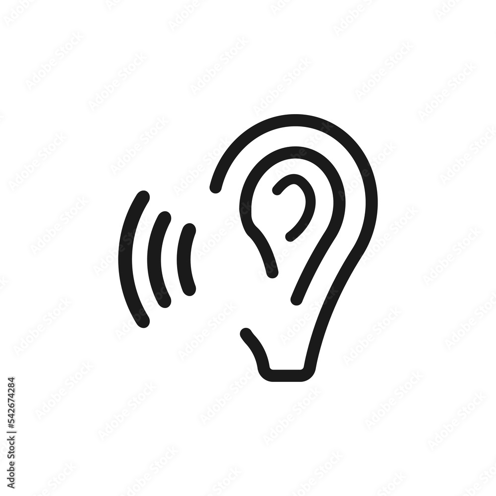 Ear vector icon, hearing symbol. Simple, flat design for web or mobile app Ear vector icon, hearing symbol. Simple, flat design for web or mobile app