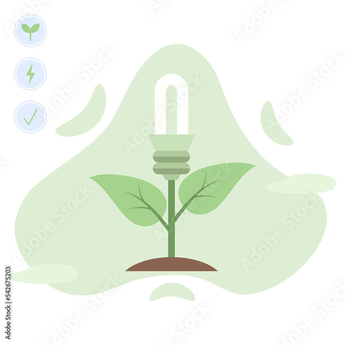 ESG, green energy, sustainable industry with windmills and solar energy panels. Environmental, Social, and Corporate Governance concept. Vector illustration.