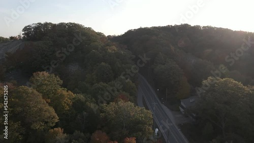 A famed road to the beach in grand Haven during Autumn. photo