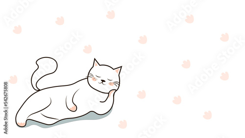 vector flat illustration. cat. white cat postcard. new Year. lazy cat
the cat is lying banner, advertisement