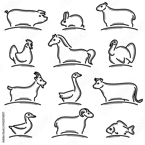Farm animals set. Collection icon farm animals. Vector