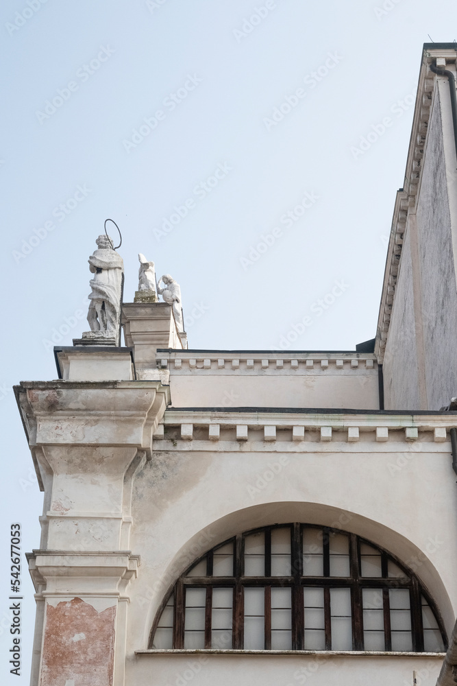 Details of a traditional gothic style palace  facade in Venice, Italy