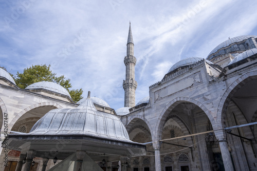 Obraz na plátně Wide angle of The Sehzade Mosque courtyard, known as Şehzade Paşa Camii, the ext