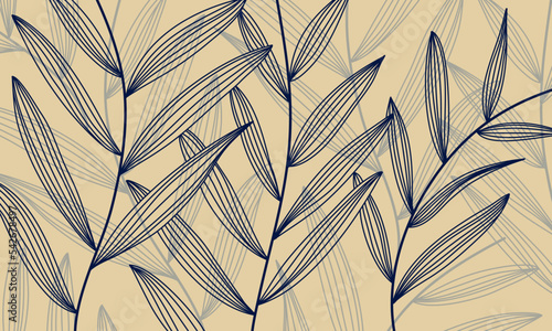 Leaves background doodle hand drawn abstract art wallpaper pattern © Happy.Panda789