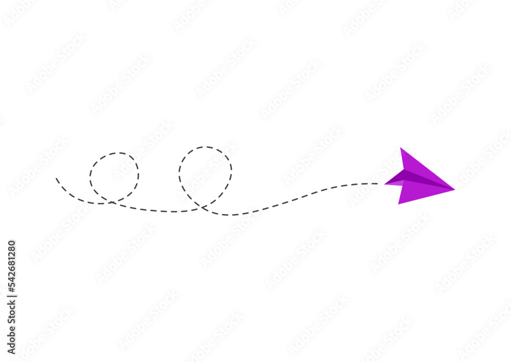 Dashed line paper airplane route Dashed line paper airplane route