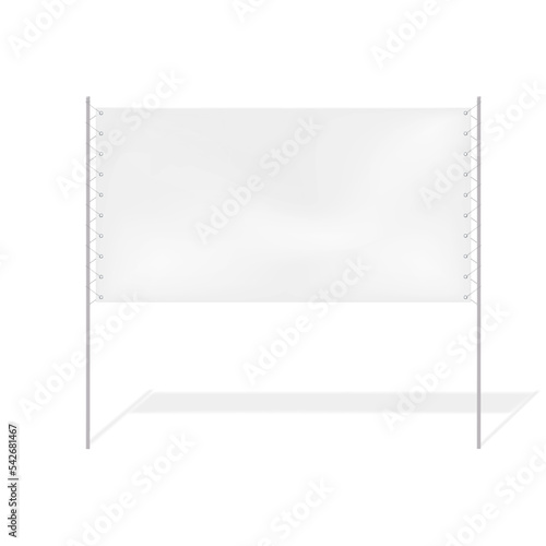 Street advertising in-ground banner realistic mock-up. Outdoor sign vector mockup. Blank white billboard. Template for design