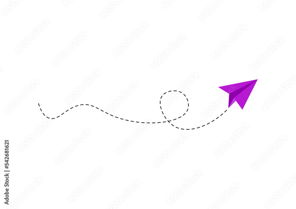 Dashed line paper airplane route Dashed line paper airplane route