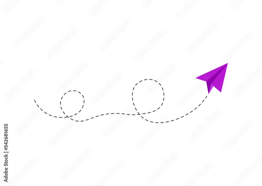 Dashed line paper airplane route Dashed line paper airplane route