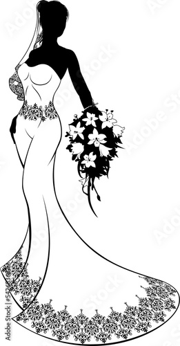 Bride Silhouette with Weddi...