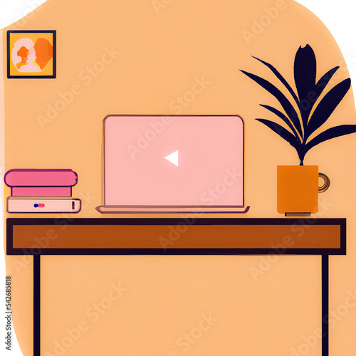 Wallpaper Mural home office setup illustration Torontodigital.ca