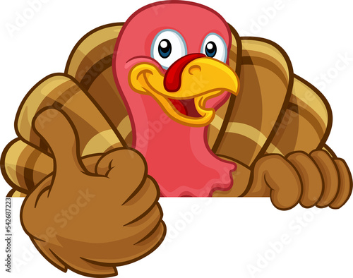 Print op canvas Turkey Thanksgiving or Christmas Cartoon Character