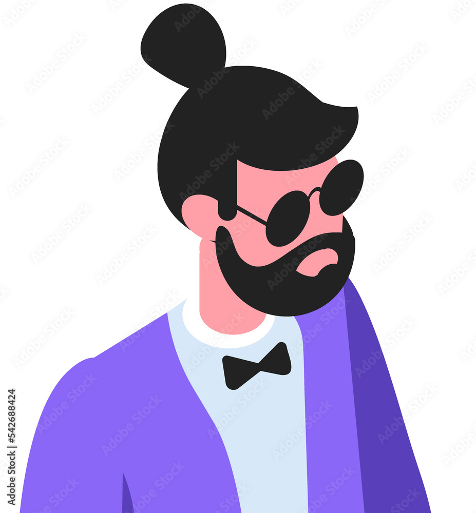 Man, guy with beard, hipster flat illustration
