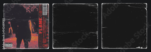 Fotografiet Realistic distressed edge paper texture overlay for album cover art vector mockup