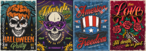 Celebrate party set posters colorful